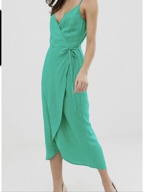 NWT Sea Green Nine West Wrap Dress With Spaghetti Straps Size 2x